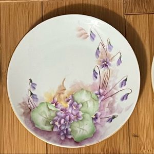 Antique hand painted floral desert plates